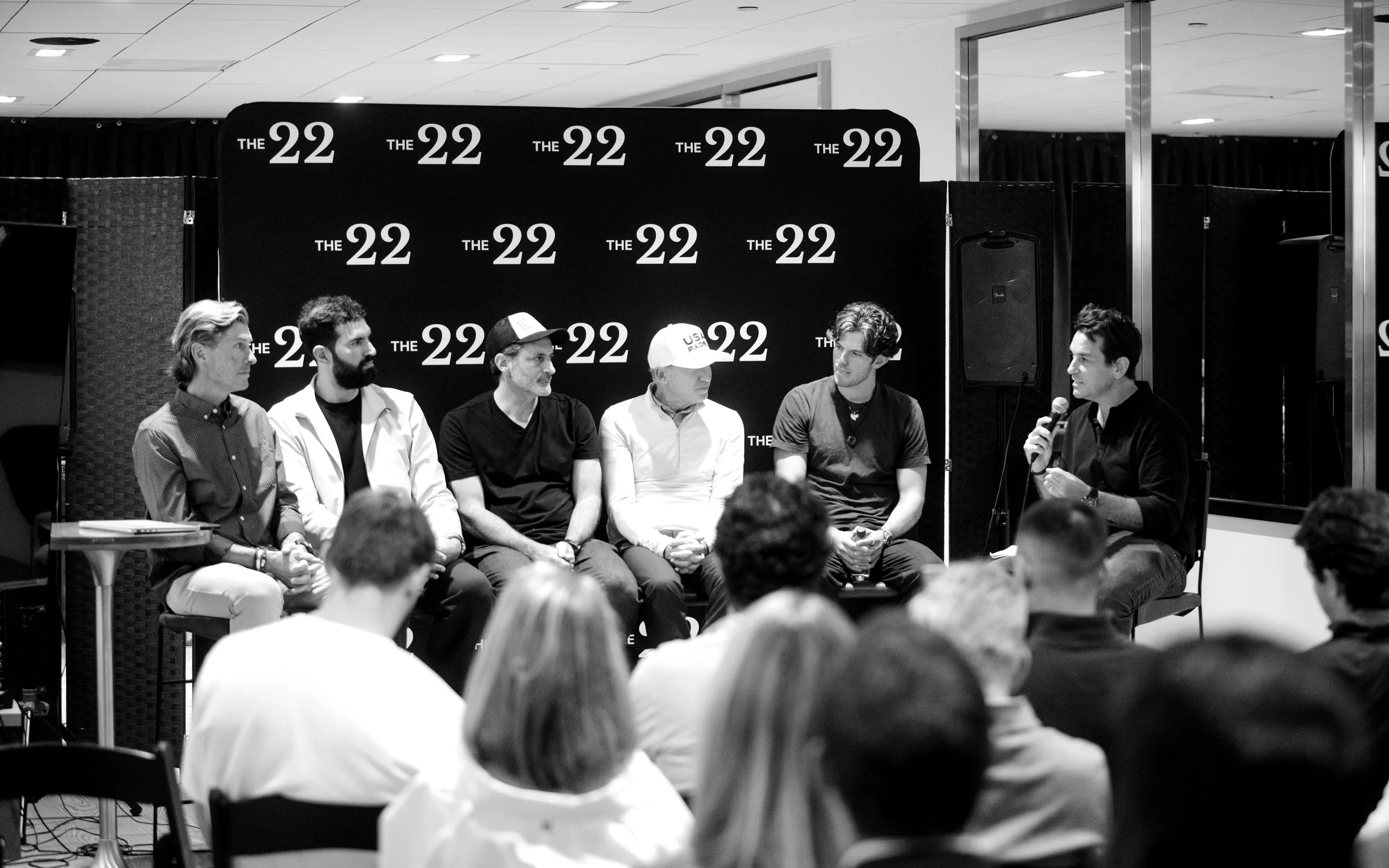 Ben Nichols hosting The US Chapter panel in front of The 22 backdrop at The 22 Sessions New York City